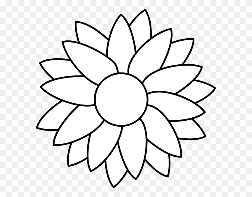 600x598 Clipart Sunflower Clipart Black And White Music Clipart - Sun Clipart Black And White
