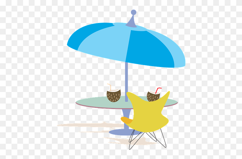 453x493 Clipart Sunny Relax Table Drink Coconut Sun - Relax PNG