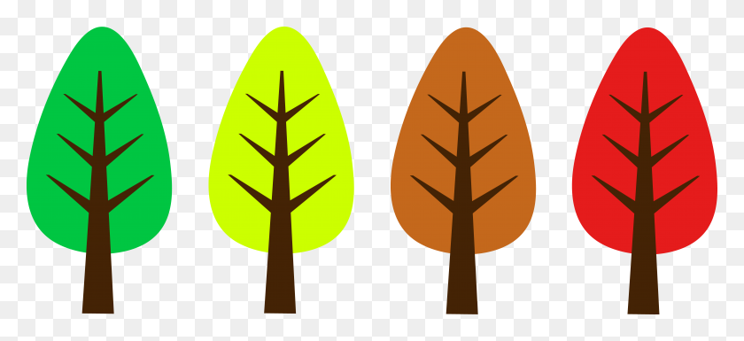 8102x3378 Клипарт Дерево Симпатичный Зеленый Дизайн Бесплатные Картинки - Книжный Клипарт