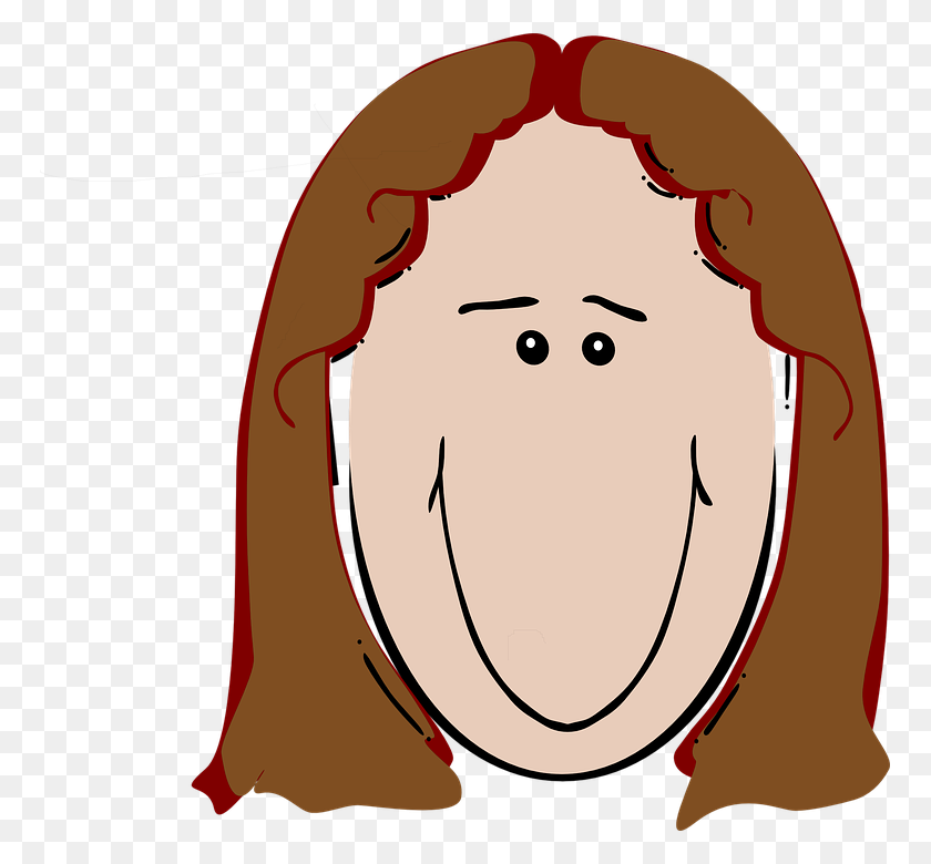767x720 Clipart Woman With Brown Hair - Brunette Girl Clipart