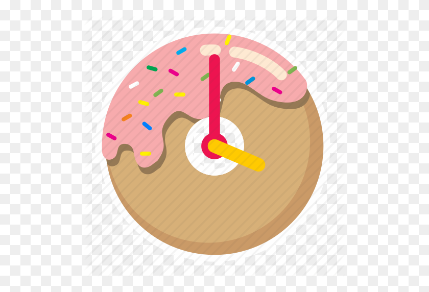512x512 Clock, Desert, Donut, Sprinkles, Sweet, Time Icon - Sprinkle Donut Clipart
