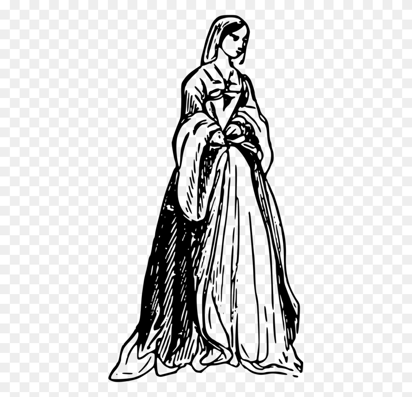 397x750 Clothing Century Drawing Dress Line Art - Research Clipart