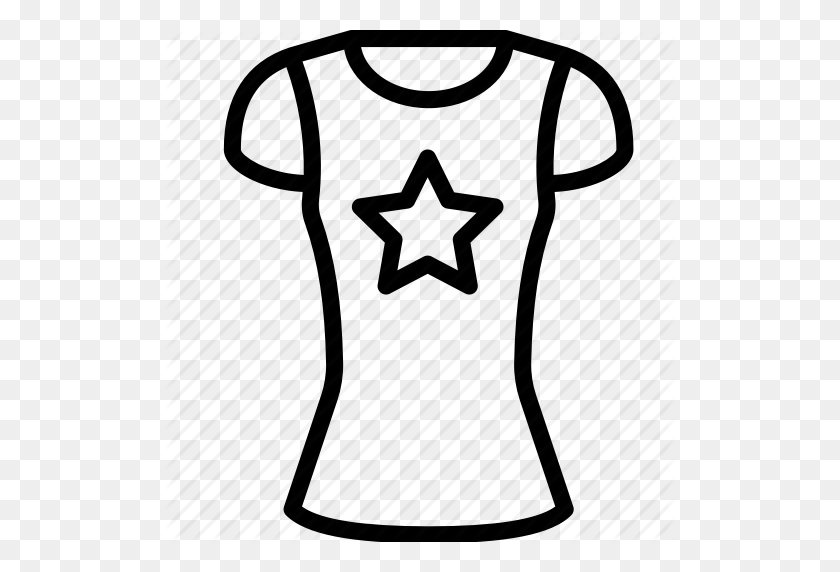 512x512 Ropa, Contorno, Camisa, Estrella, Camiseta, Icono De Las Mujeres - Imágenes Prediseñadas De Contorno De Camiseta