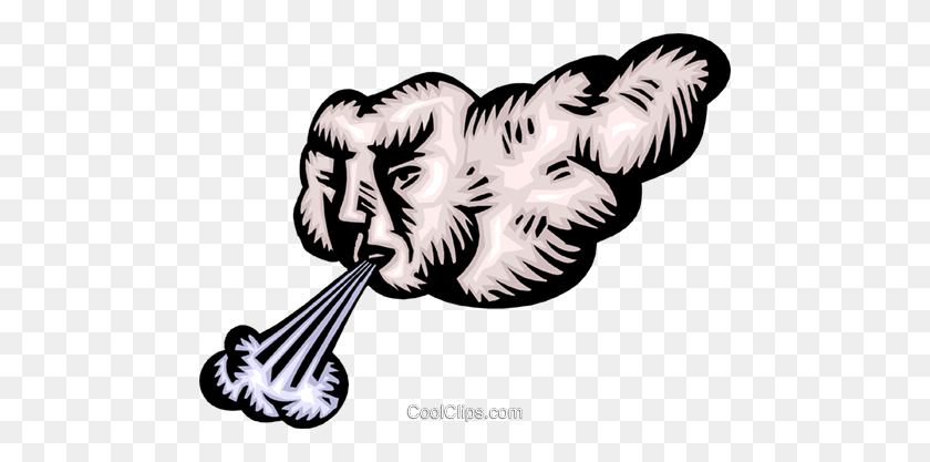 480x357 Cloud Blowing Wind Royalty Free Vector Clip Art Illustration - Wind Blowing Clipart