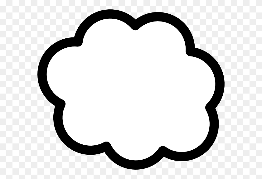 600x514 Cloud Clipart Black And White - Thinking Clipart Free