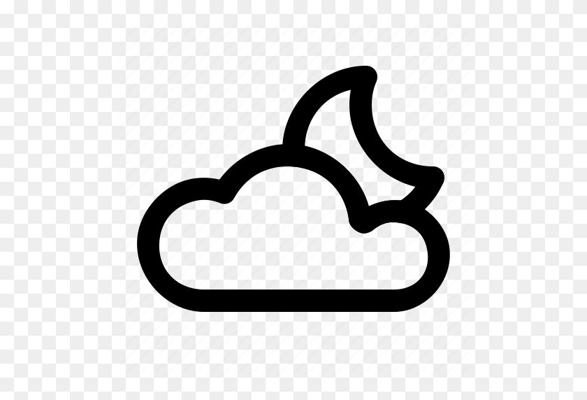 512x512 Cloud, Cloudy, Moon, Night, Sky, Weather Icon - Cloudy Sky PNG