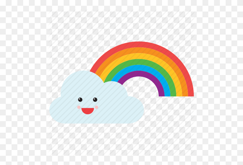 512x512 Cloud, Emoji, Emoticon, Face, Rainbow, Smiley, Weather Icon - Rainbow Emoji PNG