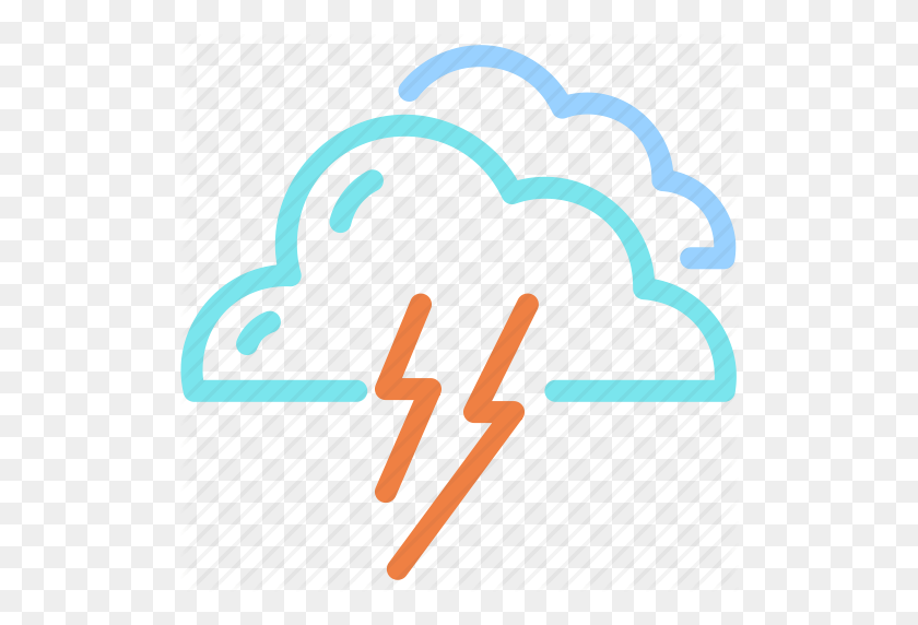 512x512 Cloud, Forecast, Lightning, Storm, Thunder Icon - Blue Lightning PNG