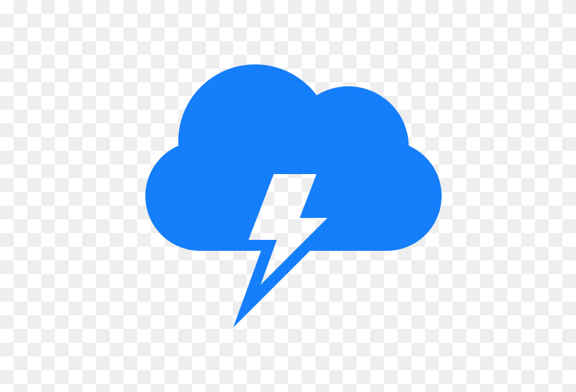 512x512 Cloud, Lightning Icon - Blue Lightning PNG