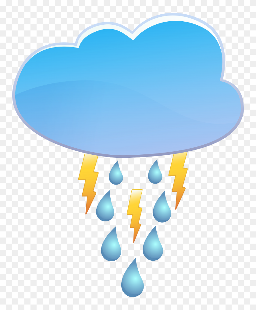 6511x8000 Cloud Rain And Thunder Weather Icon Png Clip Art - Rain Clipart PNG