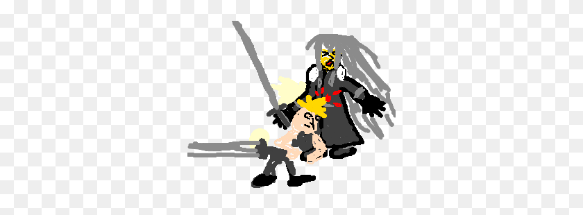 300x250 Cloud Strife Impales Sephiroth On His Spiky Hair - Cloud Strife PNG