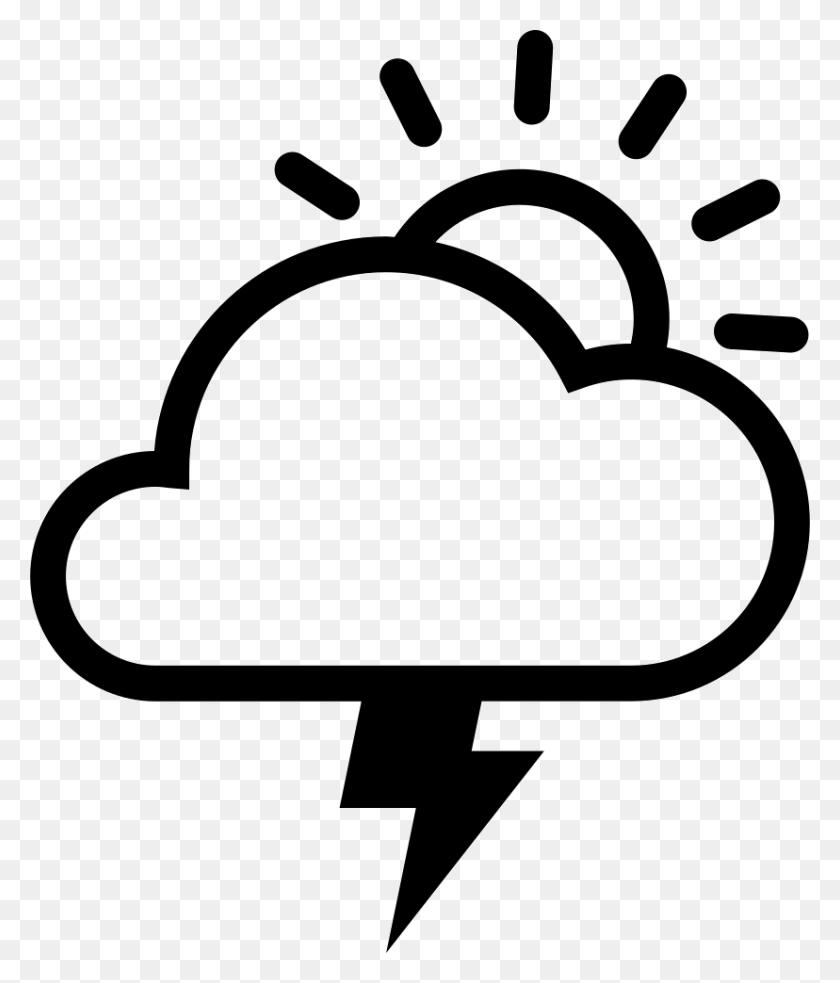 828x980 Cloud Sun Lightning Png Icon Free Download - Lightning Clipart Black And White
