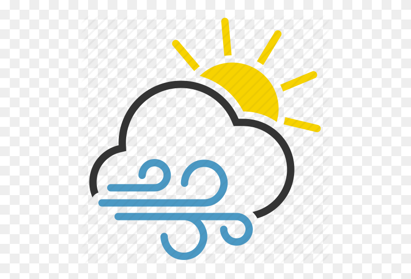 512x512 Cloud, Sun, Wind, Windy Icon - Windy Weather Clipart