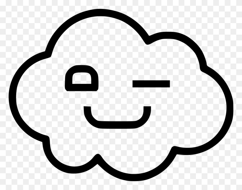 980x752 Cloud Wink Happy Png Icon Free Download - Cloud Drawing PNG