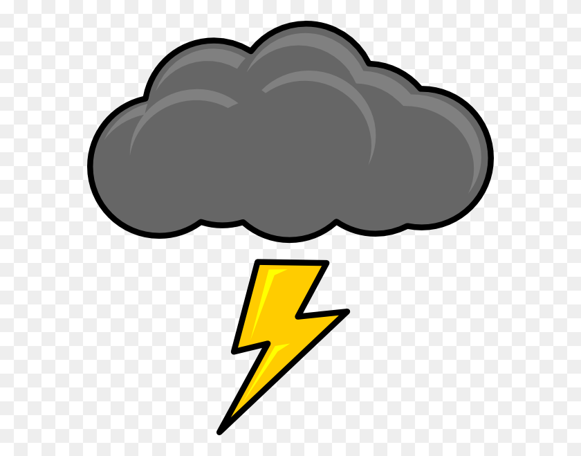 588x599 Cloud With Lightning Bolt Clip Art - Thunder Cloud Clipart