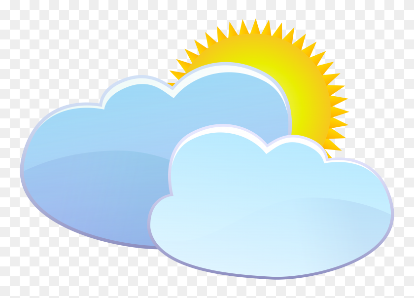 8000x5583 Clouds And Sun Weather Icon Png Clip Art - Weather Clipart Images