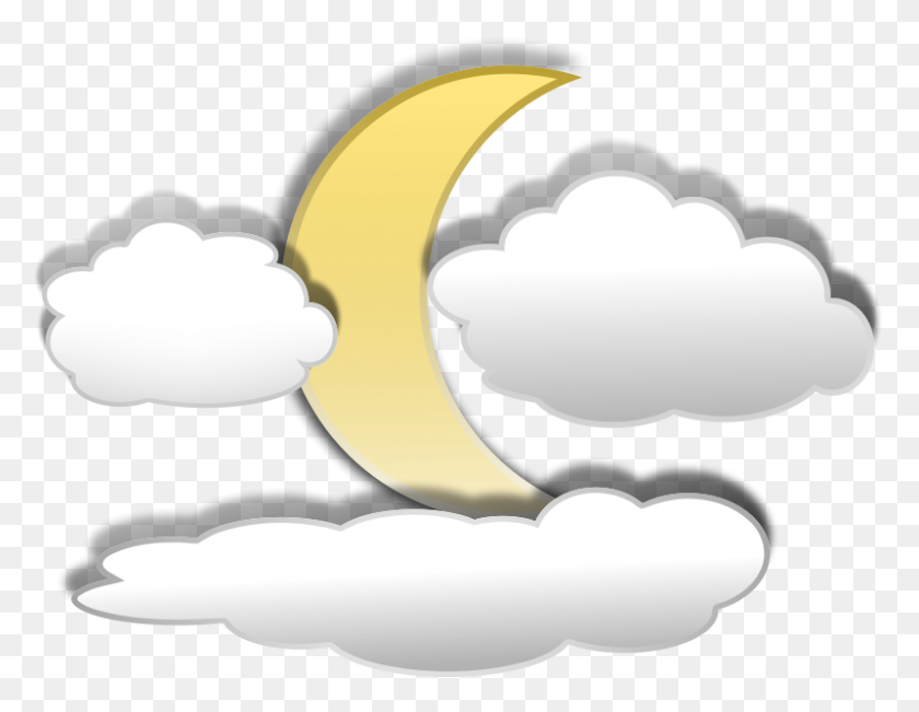 800x607 Clouds And The Moon Free Vector - Moon Vector PNG