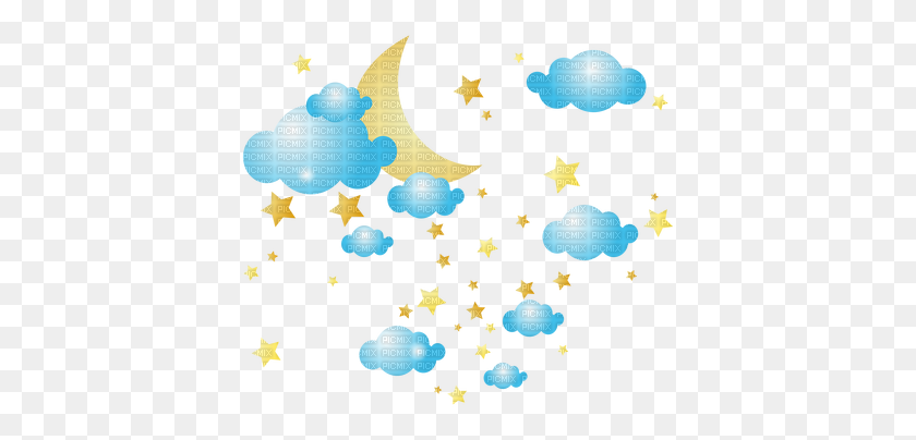 400x344 Clouds Stars Moon, Clouds Moon Stars - Moon And Stars PNG