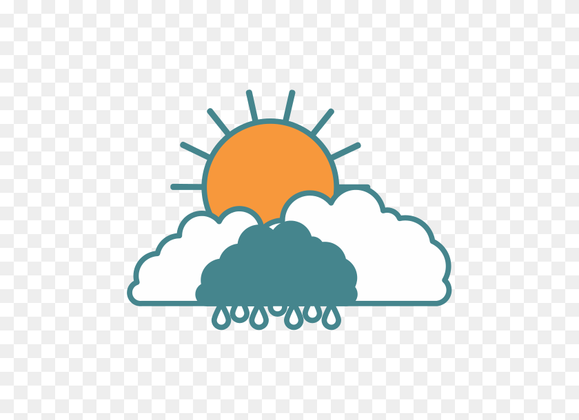 550x550 Облака С Дождем И Солнцем Векторные Иллюстрации Значок - Клипарт Дождливые Облака