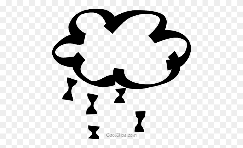 480x450 Clouds With Rain Royalty Free Vector Clip Art Illustration - Rain Clipart Black And White