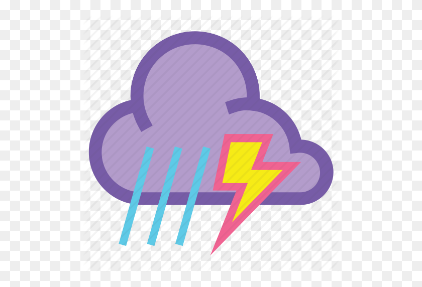 512x512 Cloudy, Lightning, Rain, Storm, Thunder, Thunderstorm, Weather Icon - Purple Lightning PNG