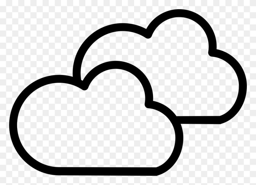 980x686 Cloudy Weather Symbol Outline Of Two Clouds Png Icon Free - Cloudy PNG