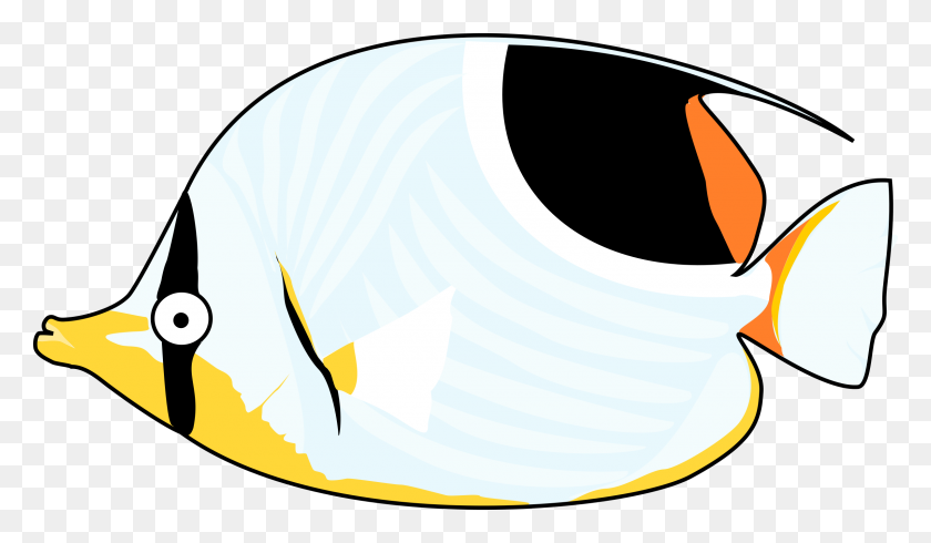 2400x1324 Clown Fish Clip Art Black And White, Free Fish Cartoon Clipart - Clownfish Clipart Black And White