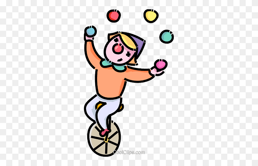 293x480 Clown Juggling On A Unicycle Royalty Free Vector Clip Art - Unicycle PNG