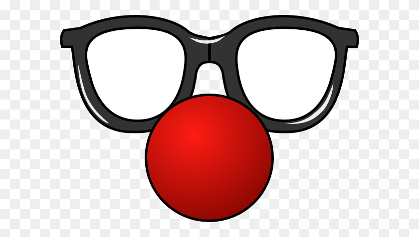 600x416 Clown Nose With Glasses Clip Art - Sunglasses Clipart PNG