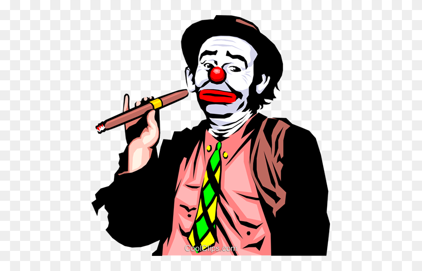 475x480 Clown With Cigar Royalty Free Vector Clip Art Illustration - Clown Clipart