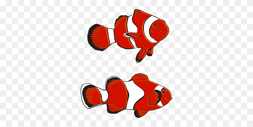 305x361 Clownfish Animals Clown Fish Marine Life Black White Outline Clip - Marine Clipart