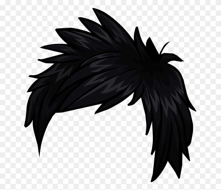 655x663 Club Penguin Hair Clip Art - Black Hair PNG