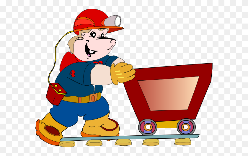 600x470 Coal Miner Pushing Cart Clip Art - Supermarket Clipart