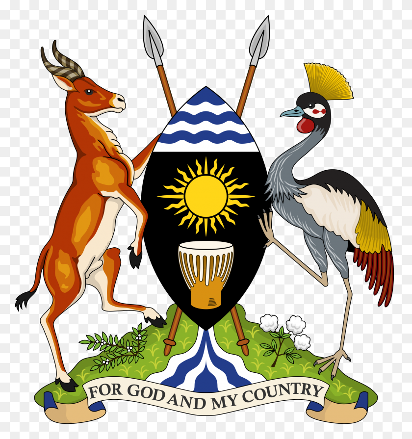 2000x2143 Coat Of Arms Of The Republic Of Uganda African Animals, Birds - Republic Clipart