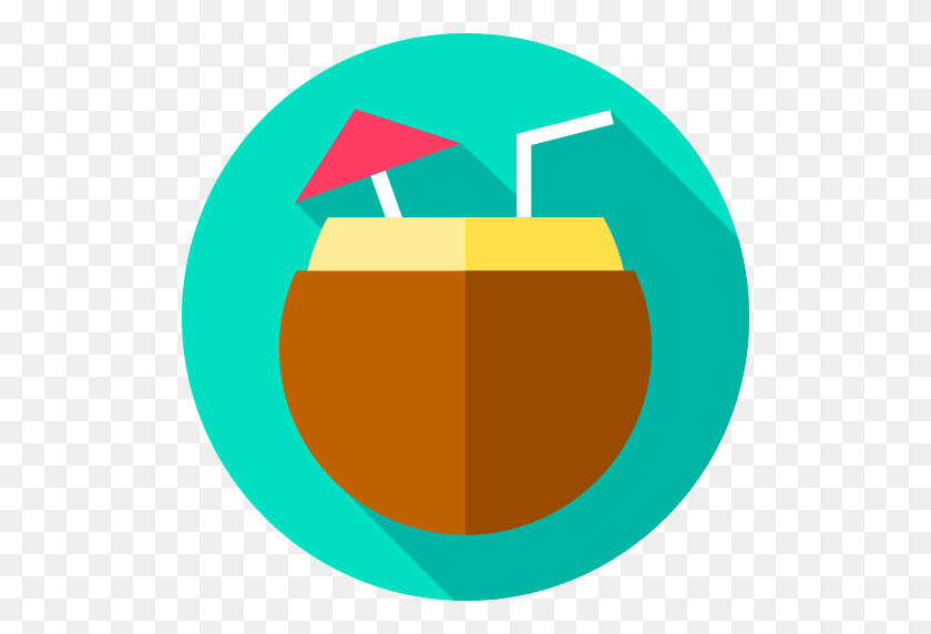 512x512 Cocktail Coconut Png Icon - Coconut PNG