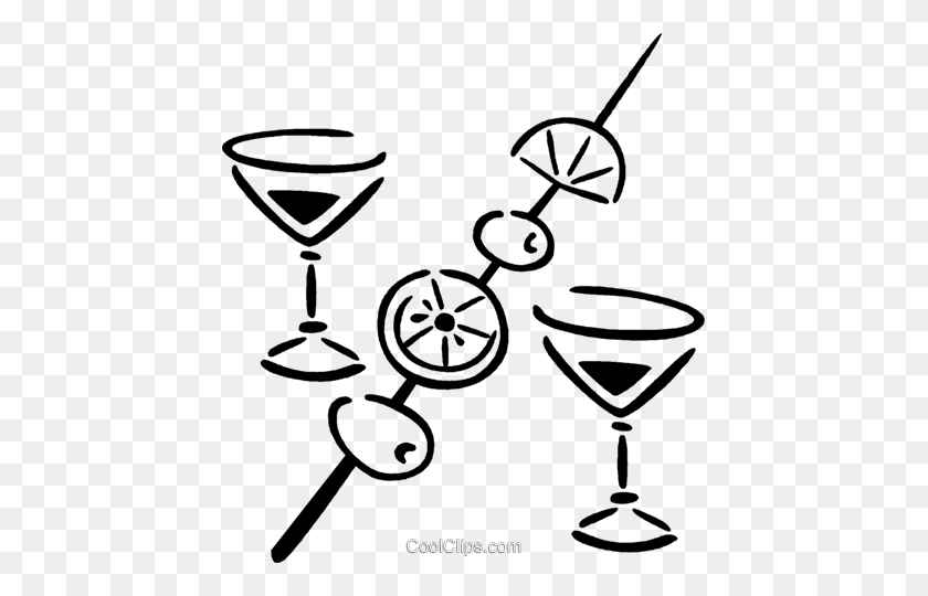 437x480 Cocktails And Mixed Drinks Royalty Free Vector Clip Art - Cocktail Clipart Black And White