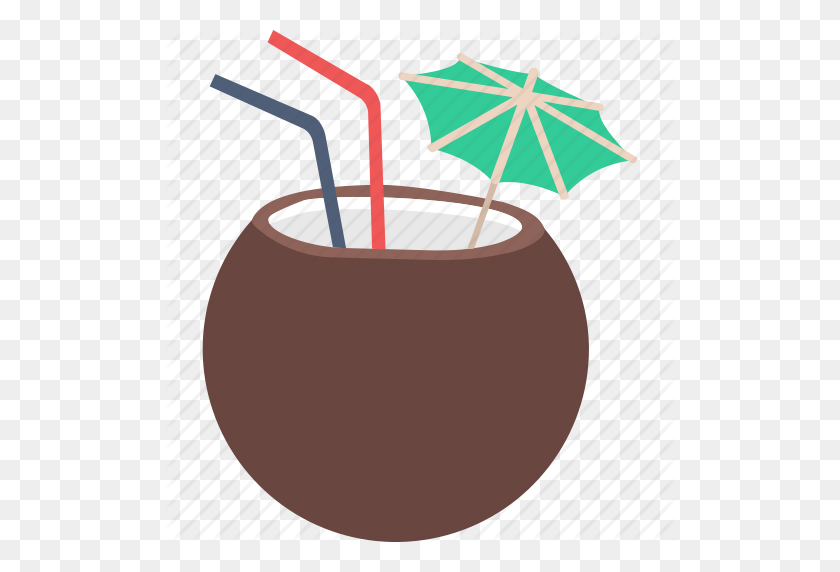 512x512 Coconut, Coconut Drink, Drink, Tropical, Tropical Drink Icon - Tropical Drink PNG