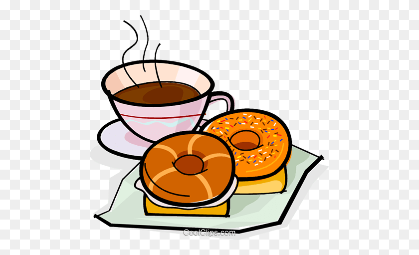 480x451 Coffee And A Doughnut Royalty Free Vector Clip Art Illustration - Donuts With Dad Clipart