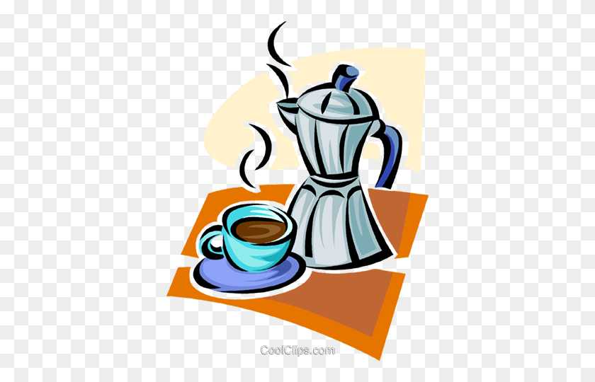 370x480 Coffee Cup And Coffee Maker Royalty Free Vector Clip Art - Coffee Maker Clipart