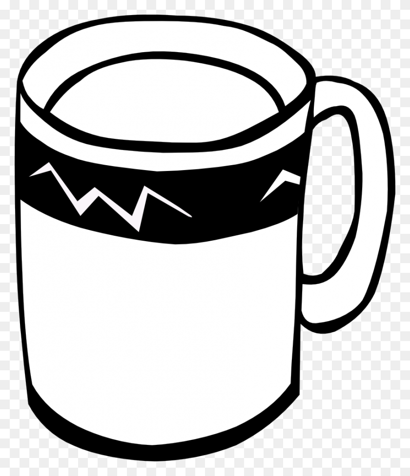 850x1000 Coffee Cup Clip Art Black White - Coffee Cup Clipart Black And White