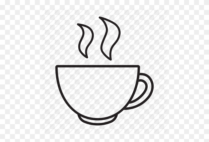 512x512 Кофе, Чашка, Напиток, Горячее, Чай, Чашка Значок - Кофейная Чашка Клипарт Черно-Белый