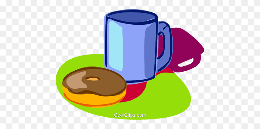 480x358 Coffee, Donut Royalty Free Vector Clip Art Illustration - Donut Clipart