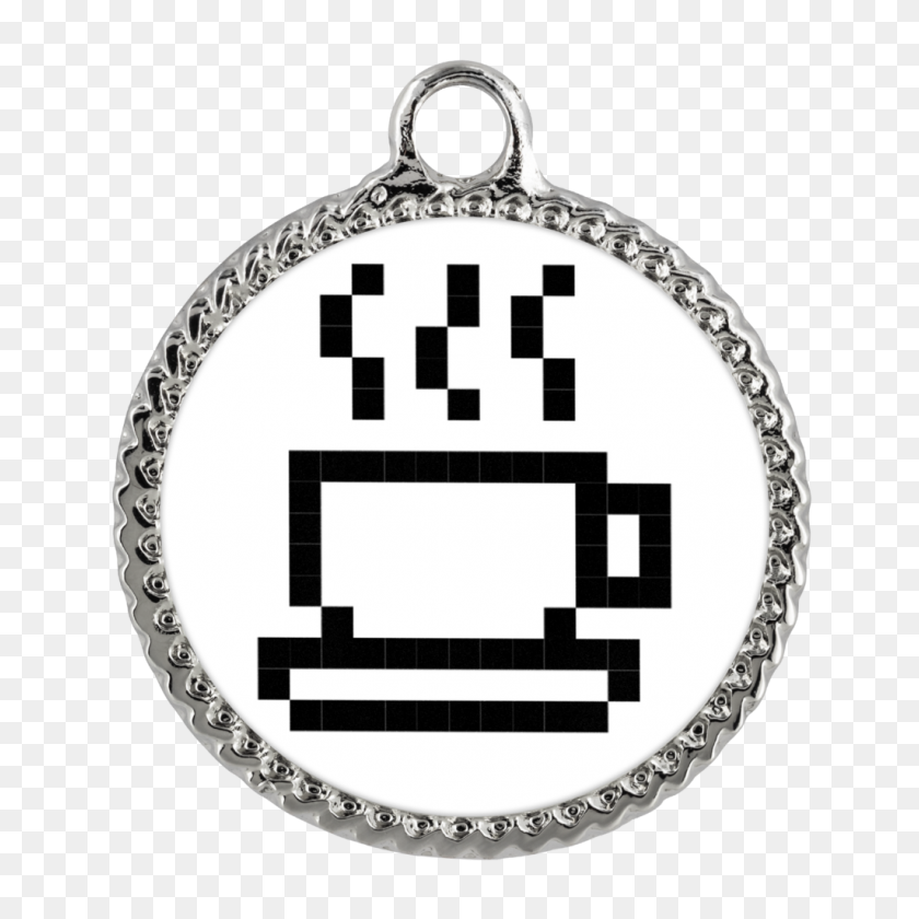 1024x1024 Coffee Lovers Pixel Art Deco Coin Necklace Hangry Gamer Gear - Pixel Coin PNG