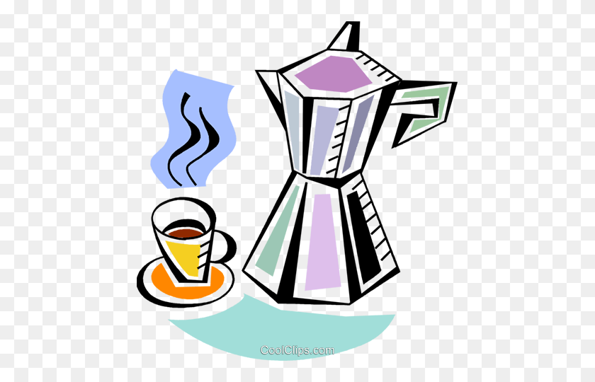 453x480 Coffee Pots And Coffee Makers Royalty Free Vector Clip Art - Coffee Maker Clipart
