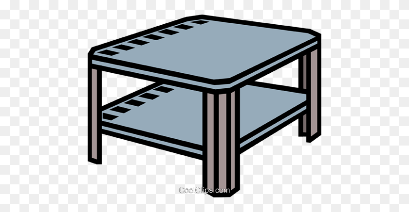 480x377 Coffee Table, End Table Royalty Free Vector Clip Art Illustration - Table Clipart