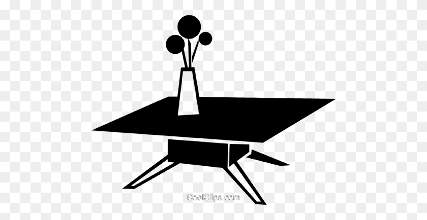 480x374 Coffee Table Royalty Free Vector Clip Art Illustration - Table Clipart Black And White