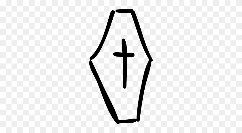 223x401 Coffin Hand Drawn Shape With A Cross Vector - Cross Vector PNG