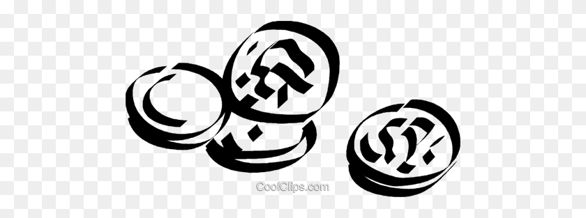 480x253 Coins Royalty Free Vector Clip Art Illustration - Coins Clipart Black And White