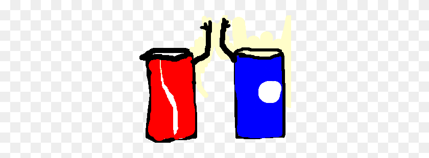 300x250 Coke And Pepsi High Five, Are Friends Now Drawing - Pepsi Clipart