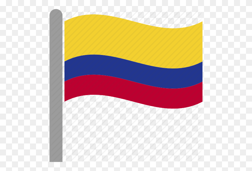 510x512 Col, Colombia, Colombian, Country, Flag, Pole, Waving Icon - Colombian Flag PNG